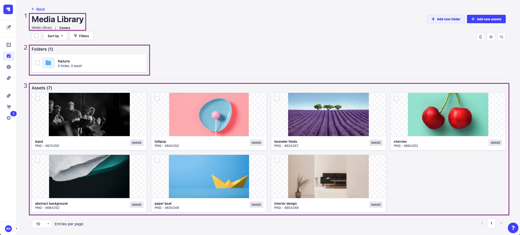 🏞 screenshot - Media library one folder deep, with back button and updated folder title